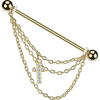 Barbell Industrial Cadena con cruz de circonita