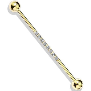 Barbell Industrial Bolas de Plata con línea de Circonita