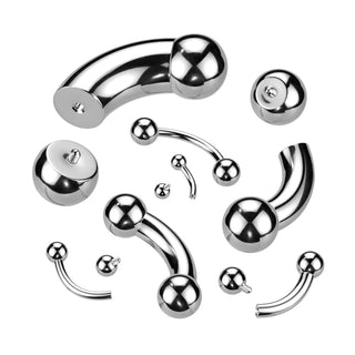 Barbell Curvo Bola de plata Rosca interna