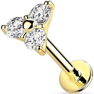 Oro 14kt Circonita triángulo Push In Labret