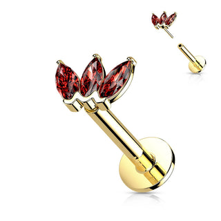 Oro 14kt 3 marquesas Circonitas Push In Labret