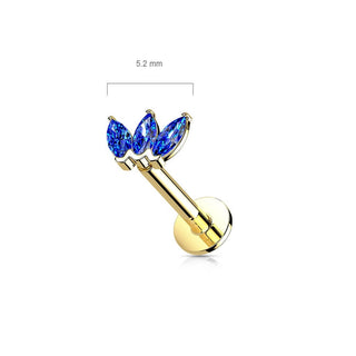Oro 14kt 3 marquesas Circonitas Push In Labret