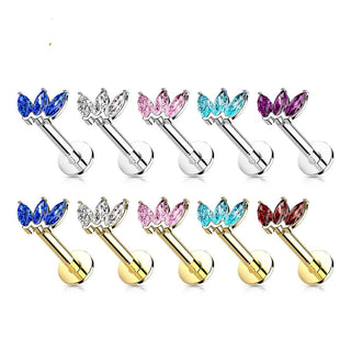 Oro 14kt 3 marquesas Circonitas Push In Labret