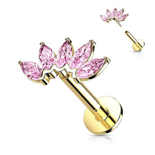 Oro 14kt 5 marquesas Circonita Push In Labret