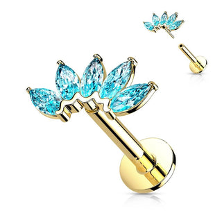 Oro 14kt 5 marquesas Circonita Push In Labret