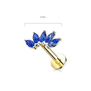 Oro 14kt 5 marquesas Circonita Push In Labret