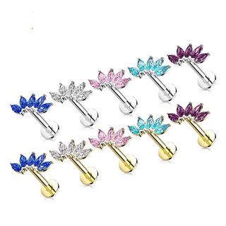 Oro 14kt 5 marquesas Circonita Push In Labret