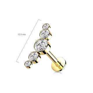 Oro 14kt 5 Circonitas Push In Labret