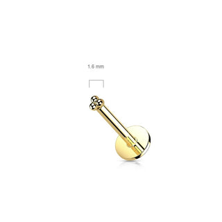 Oro 14kt Triángulo Bola Push In Labret