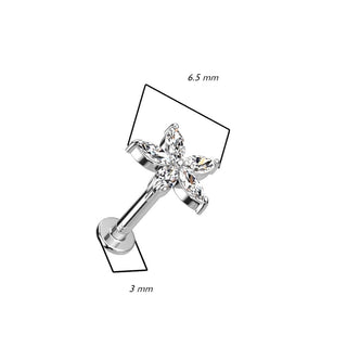 Oro 14kt Flor de Circonita Push In Labret