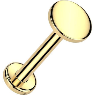 Oro 14kt redondo plano Piercing Nariz Push In Labret