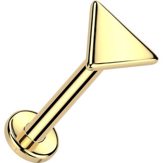 Oro 14kt triángulo plano Piercing Nariz Push In Labret