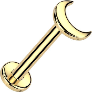 Oro 14kt luna creciente plana Piercing Nariz Push In Labret