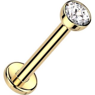 Oro 14kt Circonita con engaste bisel Piercing Nariz Push In Labret