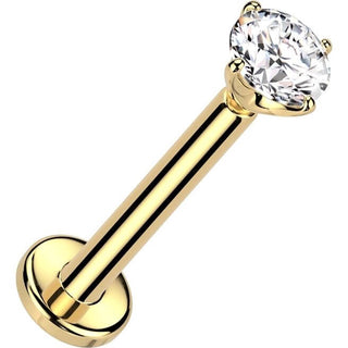 Oro 14kt Circonita engastada con clavijas Push In Labret