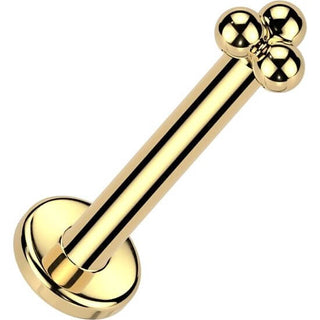 Oro 14kt Tres Bolas Pequeñas Piercing Nariz Push In Labret
