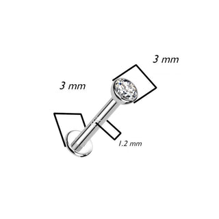 Oro 14kt Circonita plana redonda Rosca interna Labret