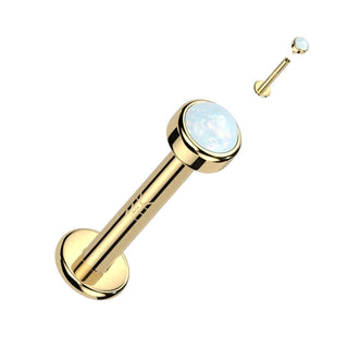 Oro 14kt Ópalo Rosca interna Labret