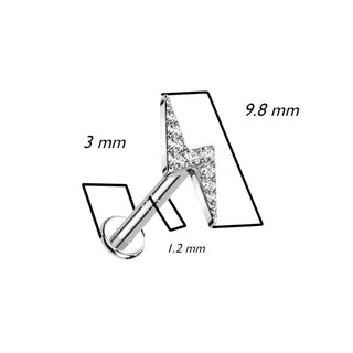 Oro 14kt Circonita Rayo Rosca interna Labret