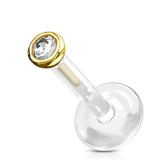 Oro 14kt Circonita redonda Labret