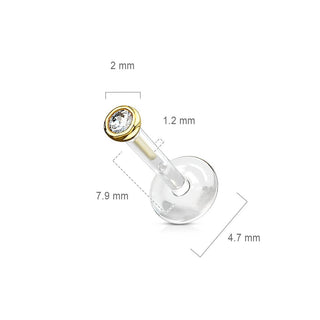 Oro 14kt Circonita redonda Labret