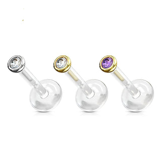 Oro 14kt Circonita redonda Labret