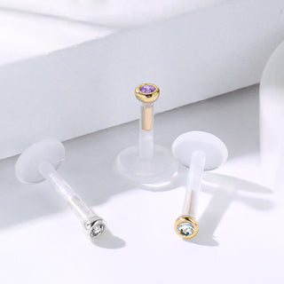 Oro 14kt Circonita redonda Labret