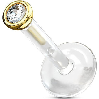 Oro 14kt Circonita redonda Labret