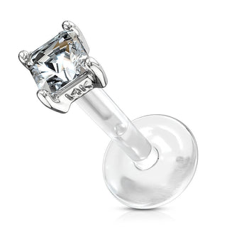 Oro 14kt Circonita cuadrada Labret