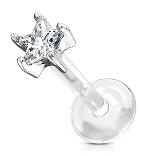 Oro 14kt Circonita Flor Labret