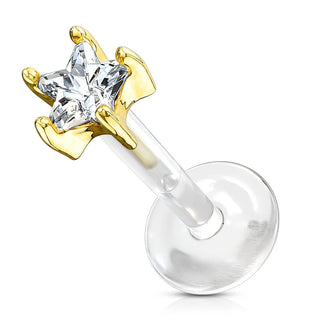Oro 14kt Circonita Flor Labret