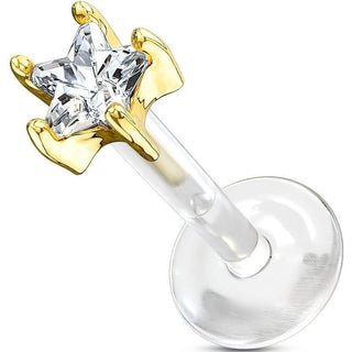 Oro 14kt Circonita Flor Labret
