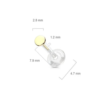 Oro 14kt Circulo plano Labret