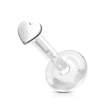 Oro 14kt Corazón Plana Labret