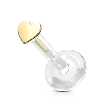 Oro 14kt Corazón Plana Labret
