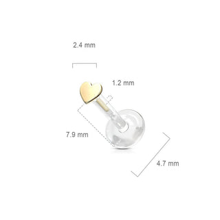 Oro 14kt Corazón Plana Labret