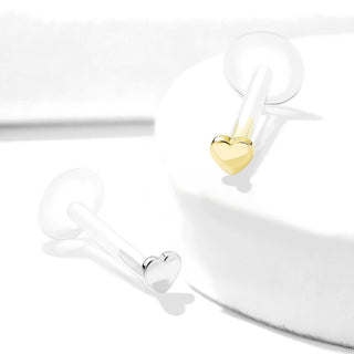 Oro 14kt Corazón Plana Labret