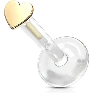 Oro 14kt Corazón Plana Labret