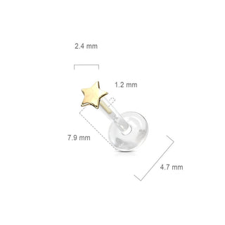 Oro 14kt Estrella Plana Labret