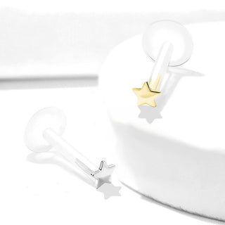 Oro 14kt Estrella Plana Labret
