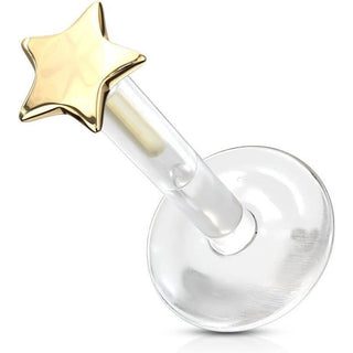Oro 14kt Estrella Plana Labret