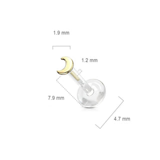 Oro 14kt Luna Plana Labret