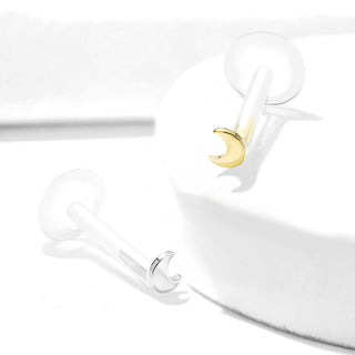 Oro 14kt Luna Plana Labret