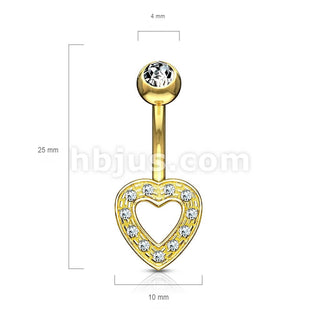 Oro 14kt Piercing ombligo Circonita Corazón