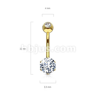 Oro 14kt Piercing ombligo Circonita redonda