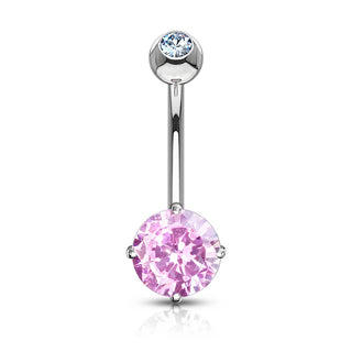 Oro 14kt Piercing ombligo Circonita redonda