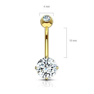 Oro 14kt Piercing ombligo Circonita redonda