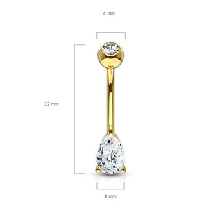 Oro 14kt Piercing ombligo Circonita lágrima