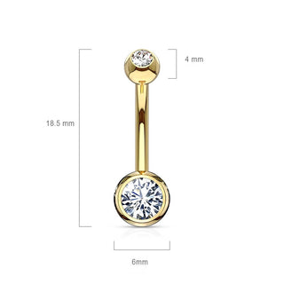 Oro 14kt Piercing ombligo Circonita redonda