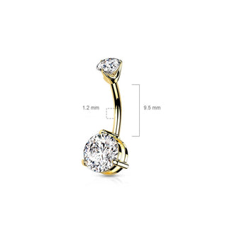Oro 14kt Piercing ombligo Ópalo redondo de Circonita